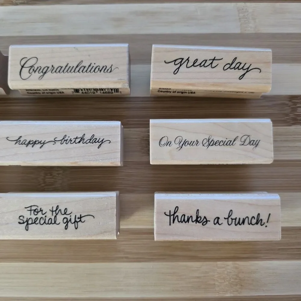 STAMPENDOUS! Sentiment Phrase Word Special Message Wooden Rubber Stamps LOT of 9